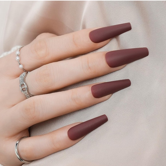 BUNDLE ANY 3 FOR $25 Wine 🍷 color - Press on Gel Nails- New Set 💅 - Picture 1 of 6